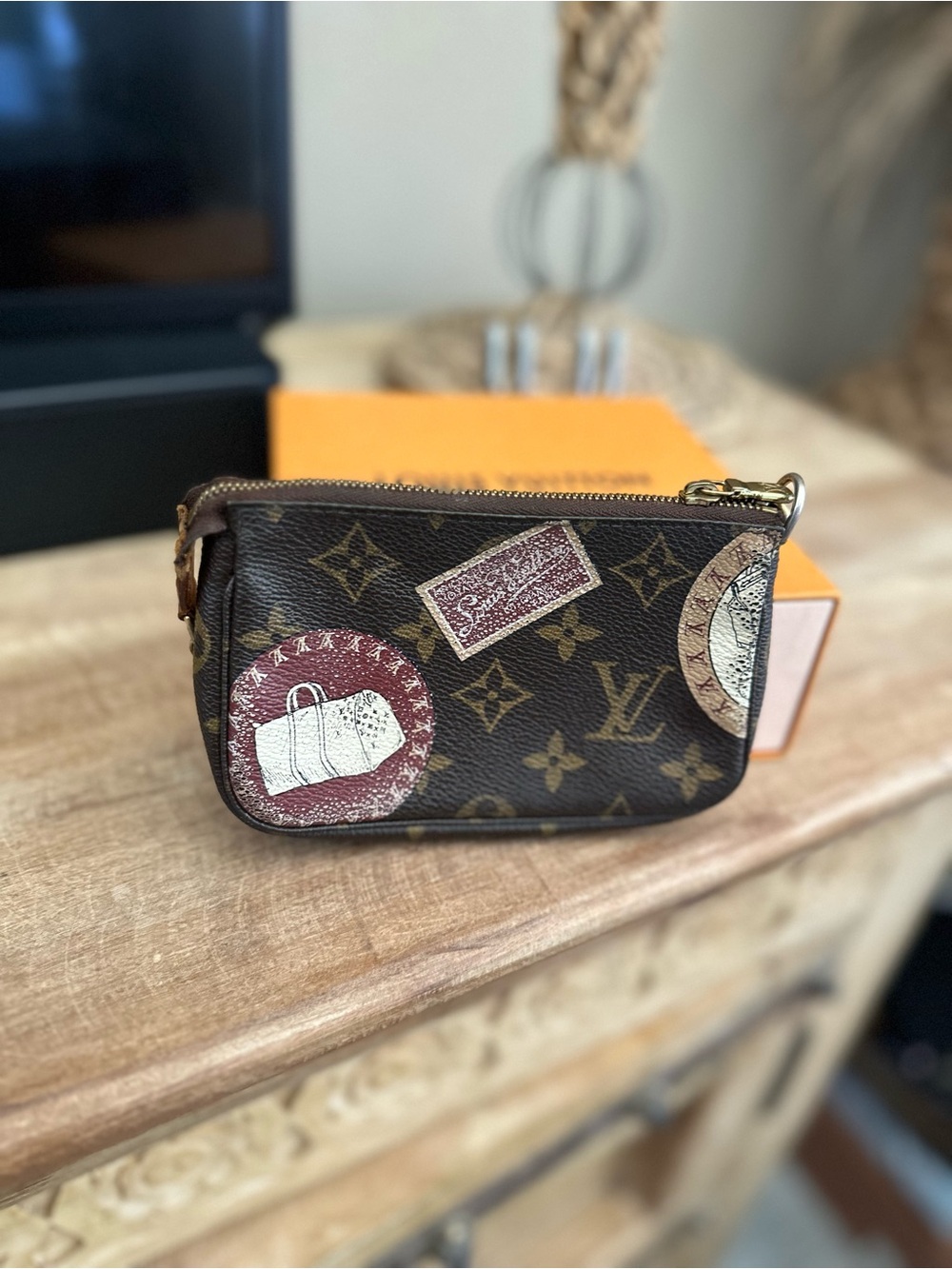 Louis Vuitton Mini Pochette Accessoires brown Monogram Label Coll